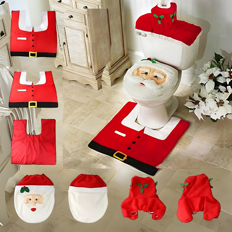 JollySanta® Weihnachtliches Toilettenset mit Weihnachtsmann-Motiv