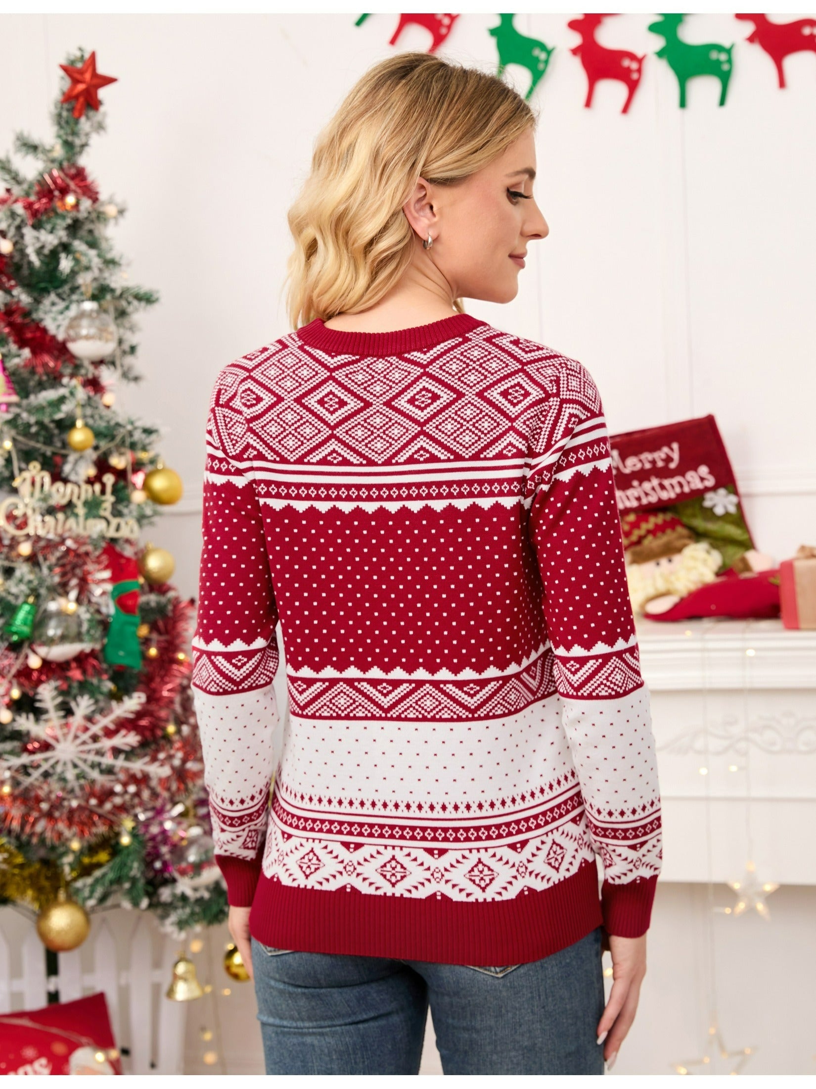 Alina® Festlicher Strickpullover für Damen mit Rentier-Motiv