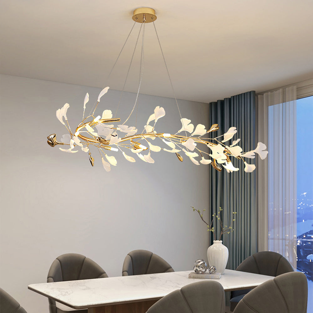 Elé® Eleganter LED Kronleuchter Blumenstil für Wohn- und Esszimmer in Gold