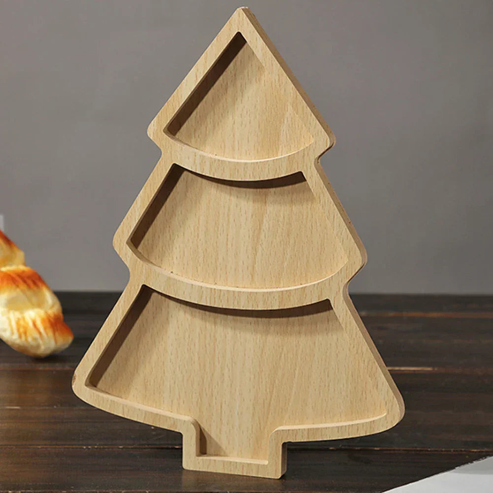 FeastWood® Festliche Holz-Servierplatte in Weihnachtsbaumform