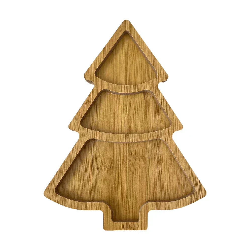 FeastWood® Festliche Holz-Servierplatte in Weihnachtsbaumform