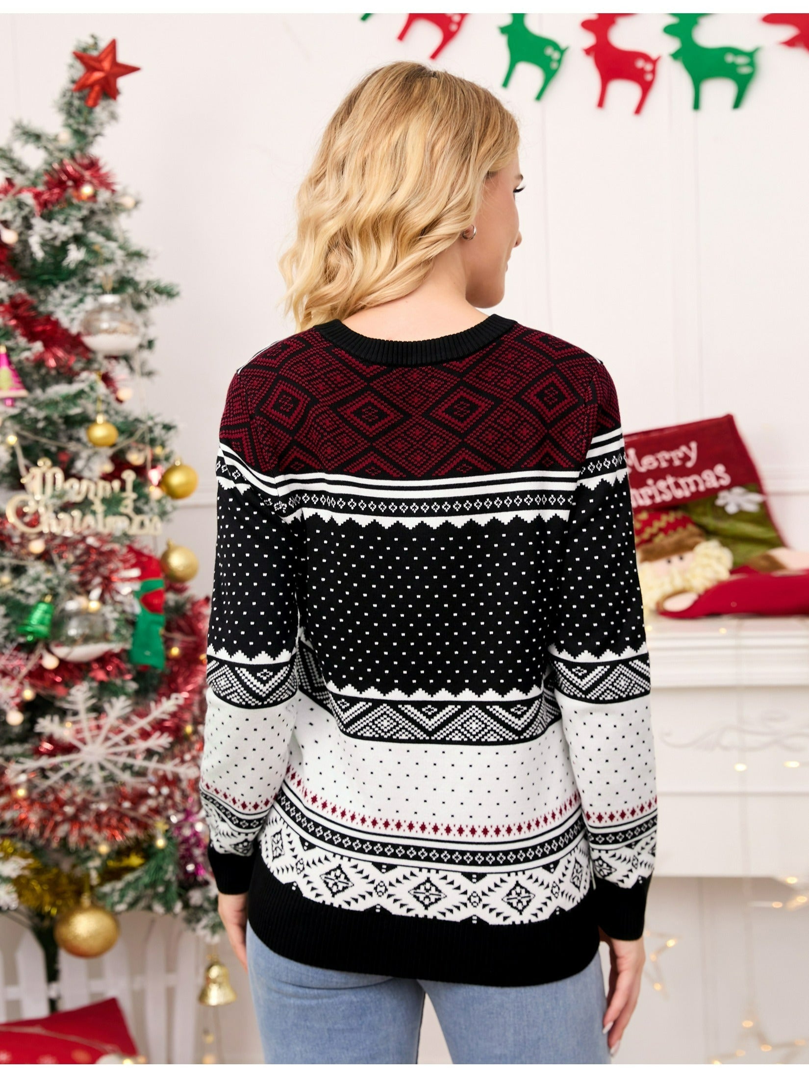 Alina® Festlicher Strickpullover für Damen mit Rentier-Motiv