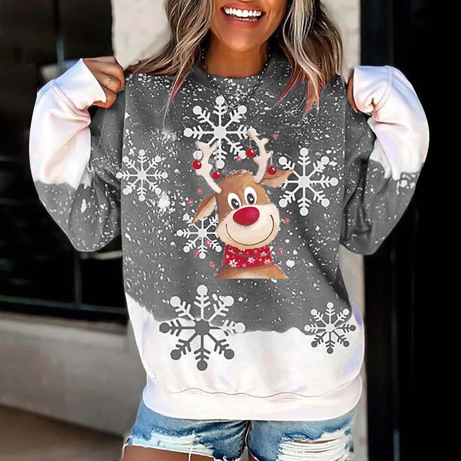 Lara® Weihnachtliches Damen-Sweatshirt mit stimmungsvollen Motiven