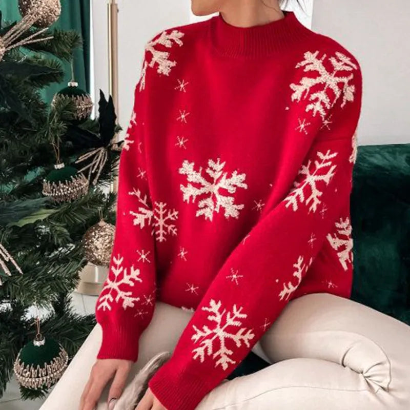 Lara® Stilvoller Weihnachtspullover mit Rundhals und Oversize-Strickärmeln