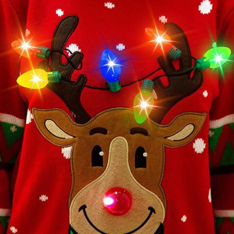 Lara® LED-Weihnachts-Rentier-Pullover - Cartoon Motiv & Lichter