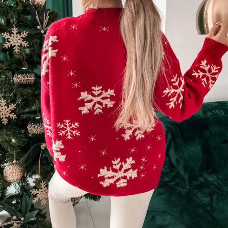 Lara® Stilvoller Weihnachtspullover mit Rundhals und Oversize-Strickärmeln