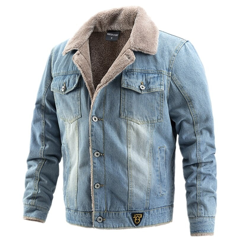 UrbanStyle® Modische Herren-Denimjacke mit wärmendem Innenfutter